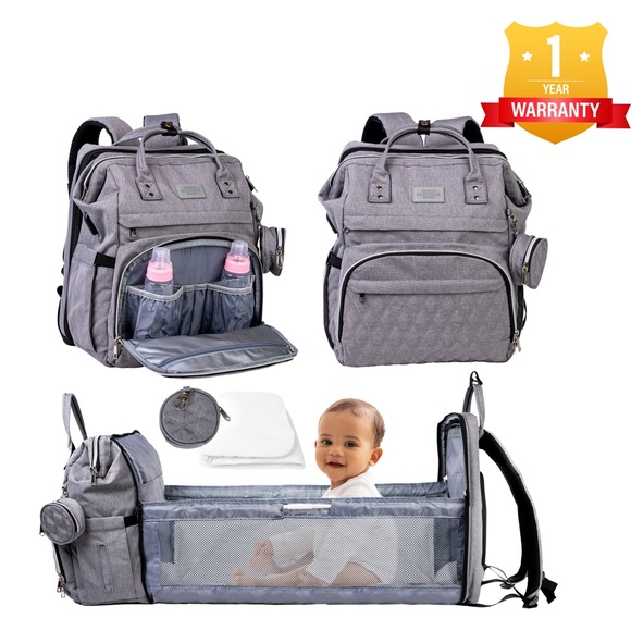 Diaper Bag Backpack with Bassinet Grey / Diaper Bag for boys / Unisex Diaper Bag